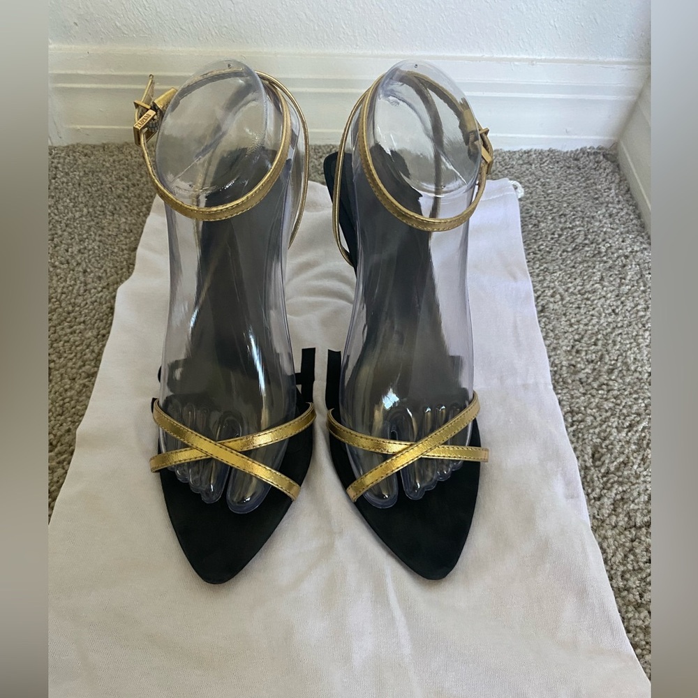 Schutz Gold and Black Heels Size 7.5